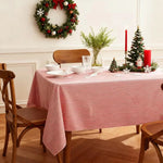 nappe table noël rayée moderne blanche rouge serviettes décoration opaque polyester rechargeable