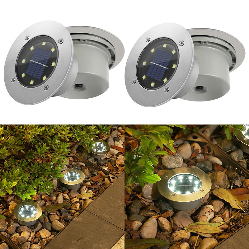 lampe solaire moderne led doré argenté extérieur jardin paysage pack ip65