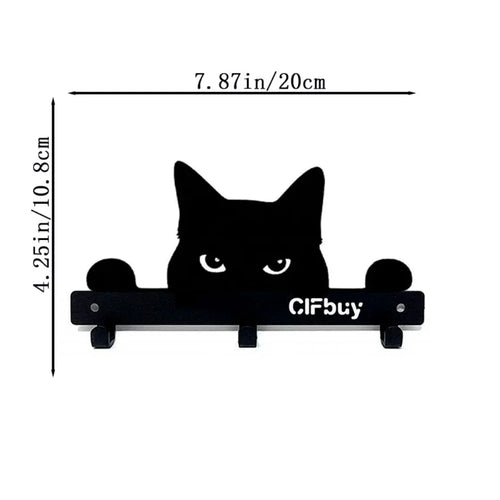 porte manteau chat noir silhouetté expression moderne fixations murales crochets décoration chambre coucher