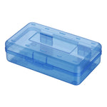 boîtes rangement fournitures scolaires rose bleu jaune transparent texture mat pratique moderne cliquet fermé