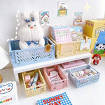 boîtes rangement pliantes vert rose beige bleu perforations moderne minimaliste poignées cosmétiques étudiants nhà