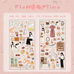 sticker autocollant transparent illustratif multicolore animaux objets ménagers personnages scrapbooking diy bricolage