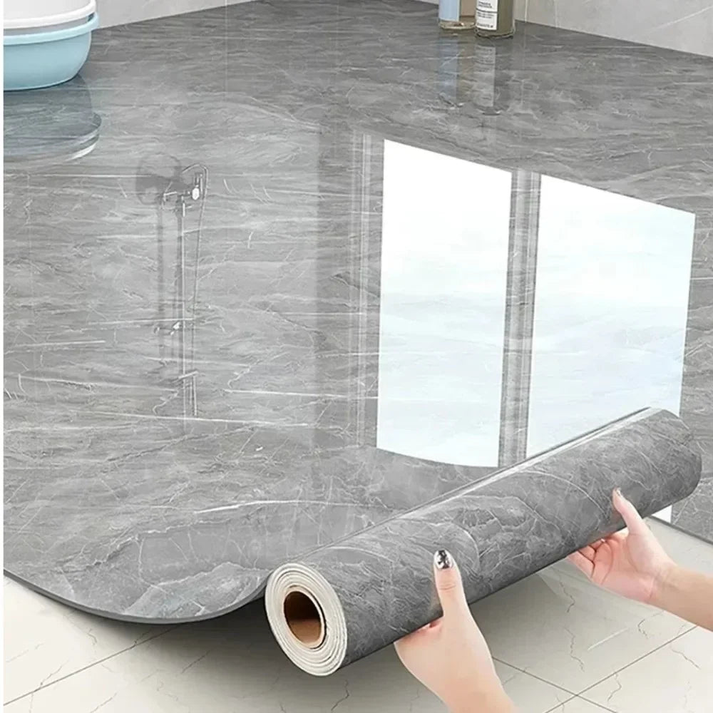 film sol autocollant imitation marbre gris moderne antidérapant résistant l'eau sans bulles facile installer