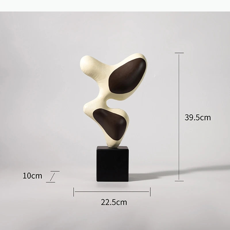 sculptures abstraites modernes bois céramique marron beige blanc noir decoration intérieur abstraite minimaliste