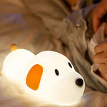 lampe table silicone chien led blanc orange noir moderne tactile couleur enfants