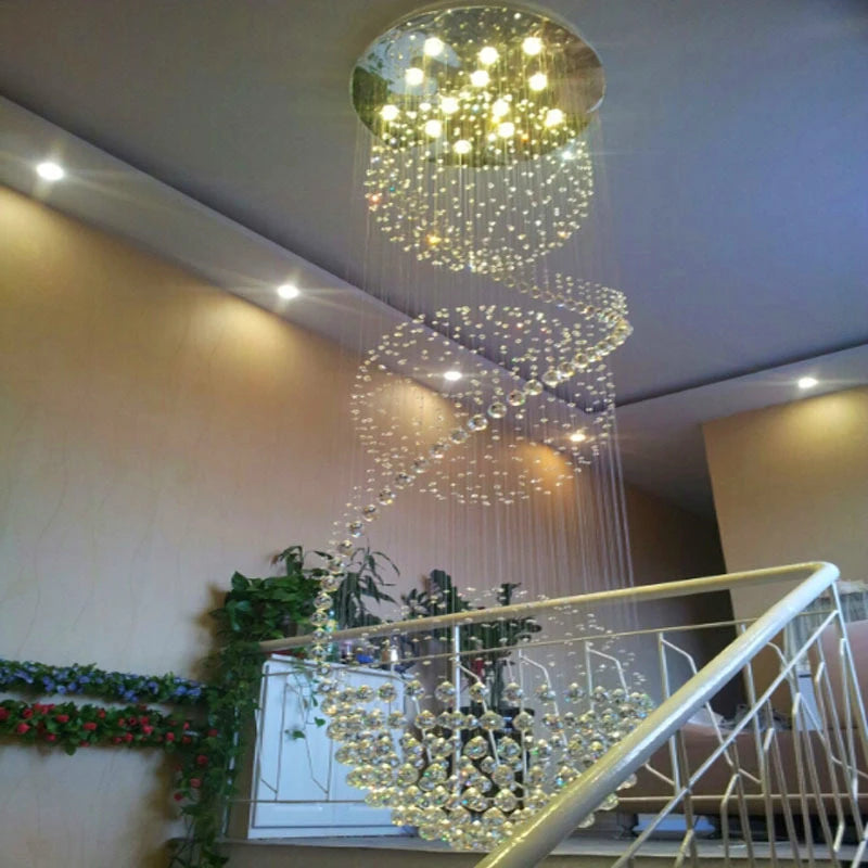 lustre moderne cristal transparent acier inoxydable led grande taille salon chambre