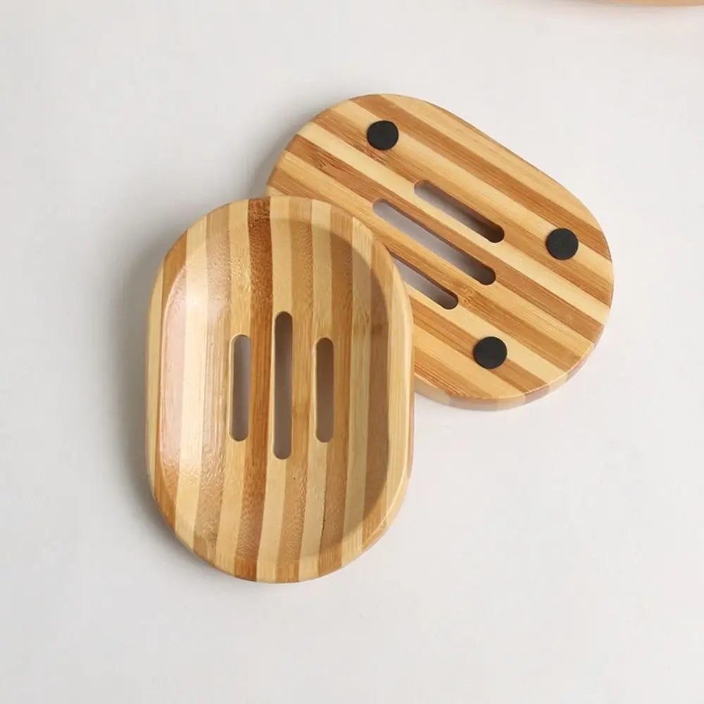 support savon bois bambou rayures horizontales moderne salle bain portable naturel minimaliste