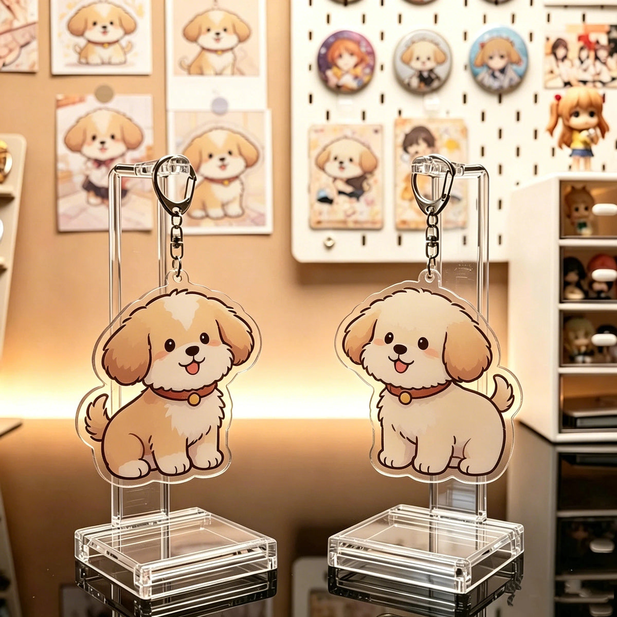 présentoir acrylique transparent porte clés chien cartoon blanc annexe métallique mural vinyle nostalgie rétro