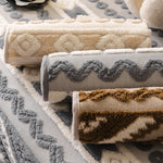 couvre lit moderne motif géométrique doux beige gris marron clair accueil lavable machine