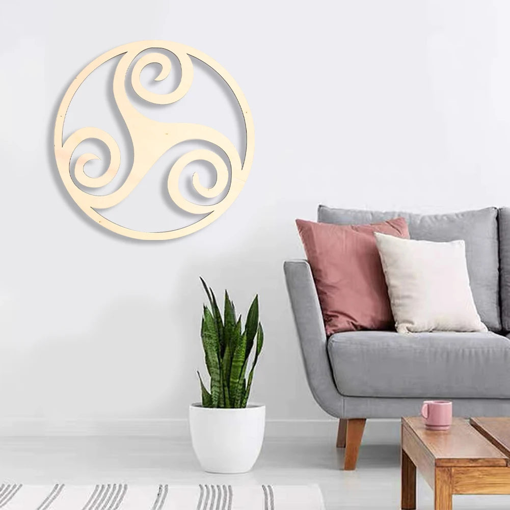 décoration murale moderne plaque bois spirale entrelacée 30cm chambre salon yoga