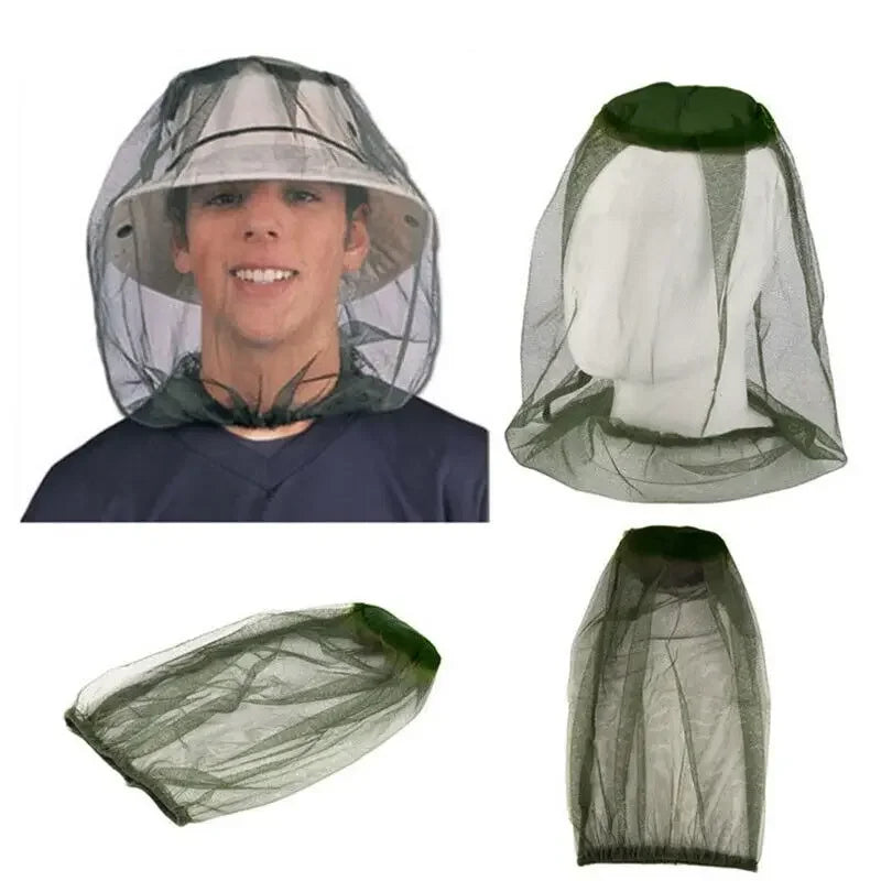 filet anti moustiques tissu texturé transparent noir gris élastique camping pêche extérieur protection visage