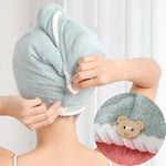 serviette cheveux microfibre rapide séchage rose gris bleu clair bordure blanche élastique moderne confortable