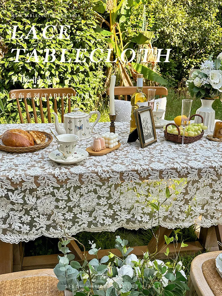 nappe table brodée florale blanche classique extérieur intérieur machine blanc noël pâques