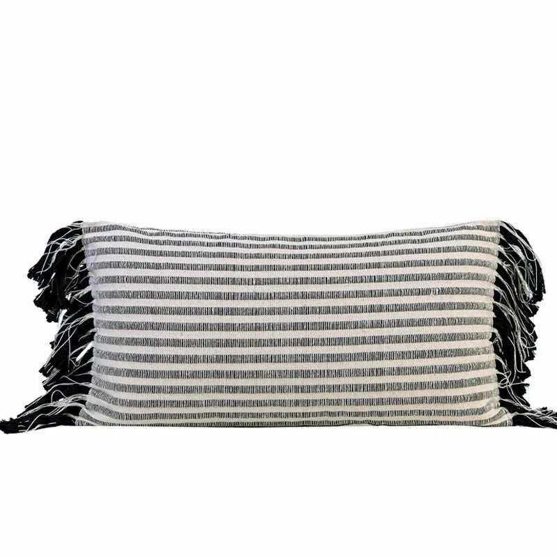 housse coussin motif floral moderne beige noir maison hospitalière respectueux environnement non toxique polyester