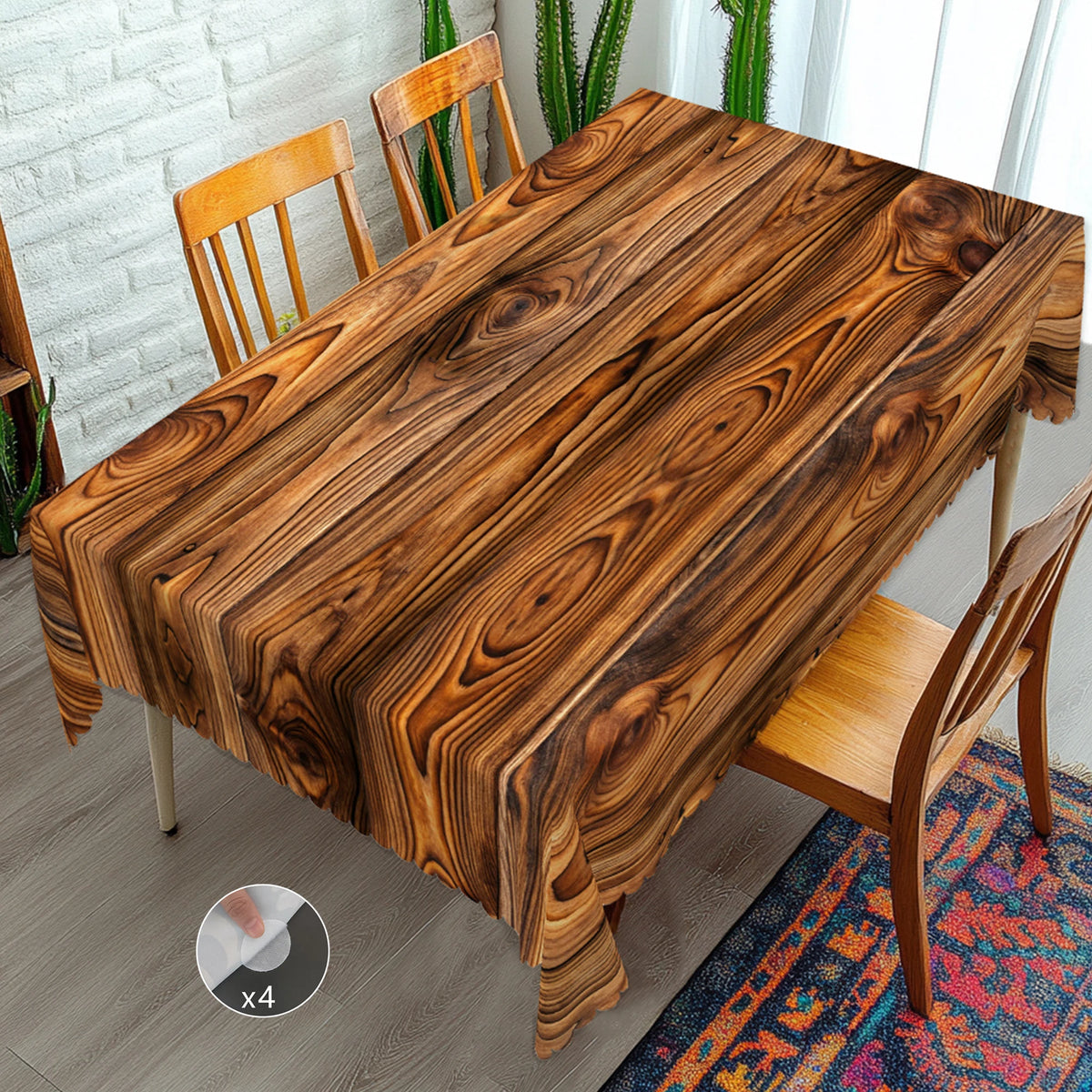 nappe imperméable polyester texture bois marron clair moderne adhésive table extérieure anniversaire mariage festive