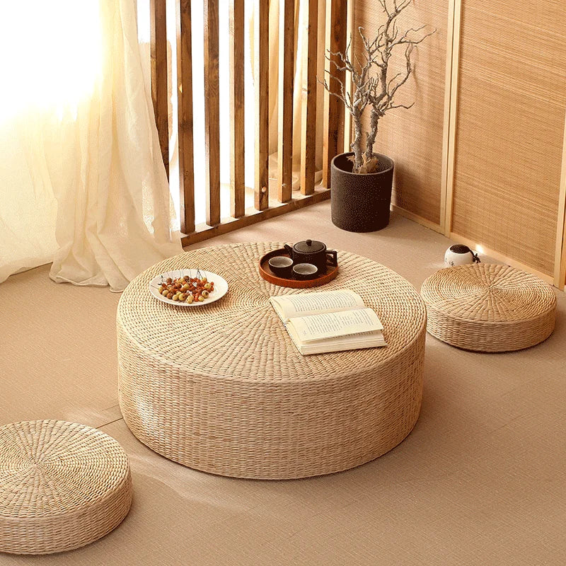 tabouret tressé paille mousse mémoire forme rond bébé moderne anti décubitus diamètre 40 50
