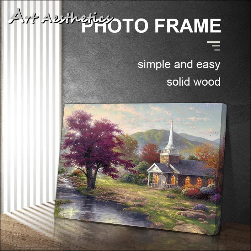 Cadre photo bois 30x40 monté avec une toile abstraite