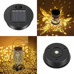lampe solaire moderne papillons motifs floraux noir bleu doré rechargeable extérieur