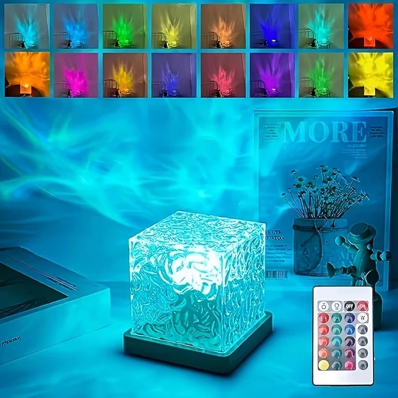 lampe table transparente relief vagues moderne 16 couleurs usb tactile distance
