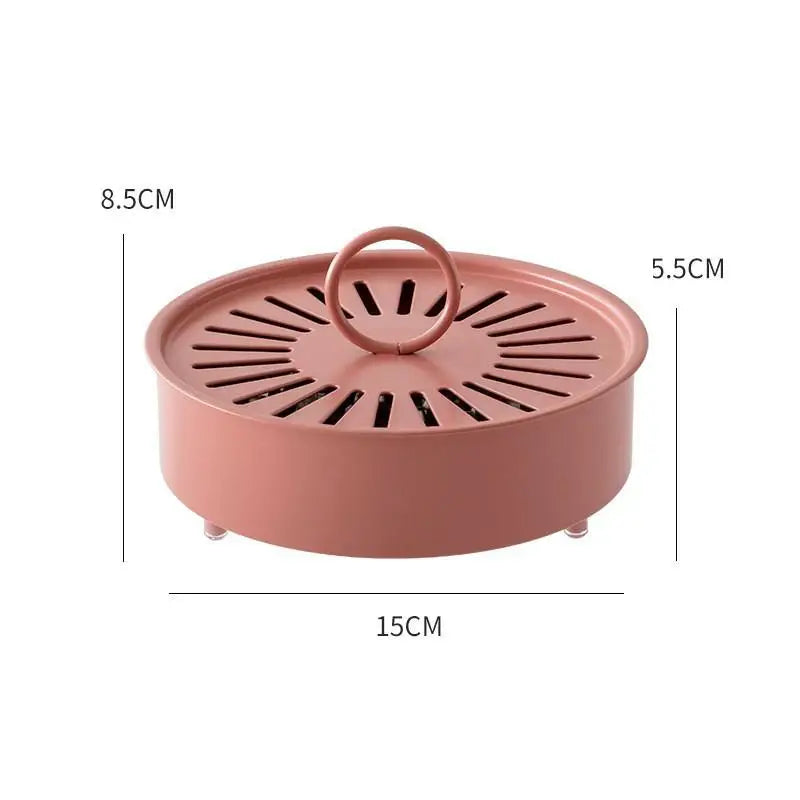 boîte bobines moustiques boîte aromathérapie bleu clair rose pâle moderne perforations floraux poignée métallique