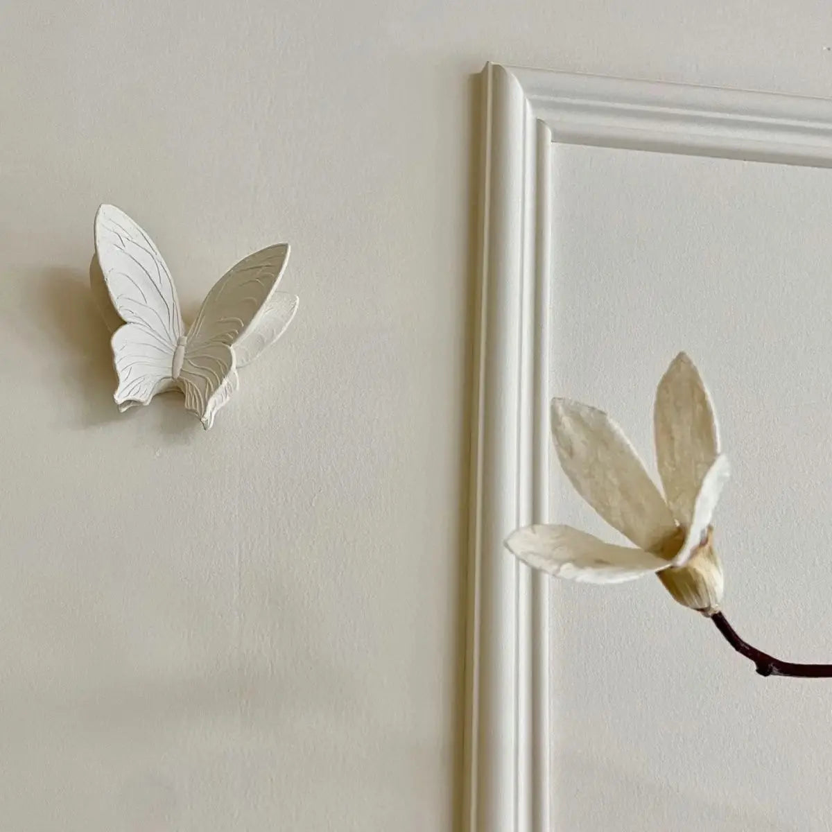 décoration murale papillon blanc relief 3d moderne adhésif plâtre minimaliste fixe maison