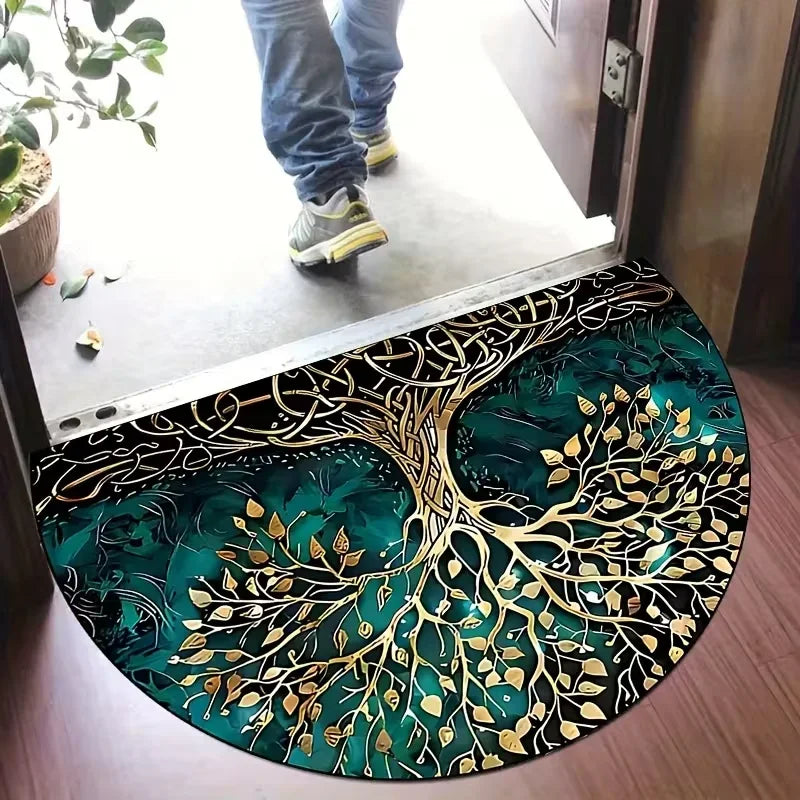 tapis d'entrée arbre stylisé résistant décoloration moderne polypropylène extérieur salon chambre