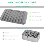 support savon silicone gris moderne égouttoir salle bains drainant auto égouttement horizontal ridé