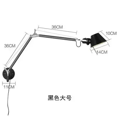 lampe murale articulée moderne bras réglable noir argenté led clip fixe chambre