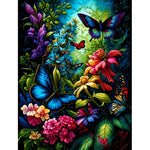 peinture numéro fleurs papillons multicolore toile art floral diy decoration