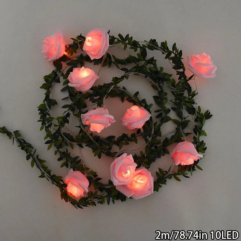 décoration mariage rose guirlande lumineuse fleurs artificielles romantiqueintérieur chambre salon