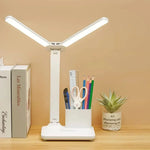 lampe led usb tactile pliable affichage numerique temperature horloge deux porte stylos moderne blanc