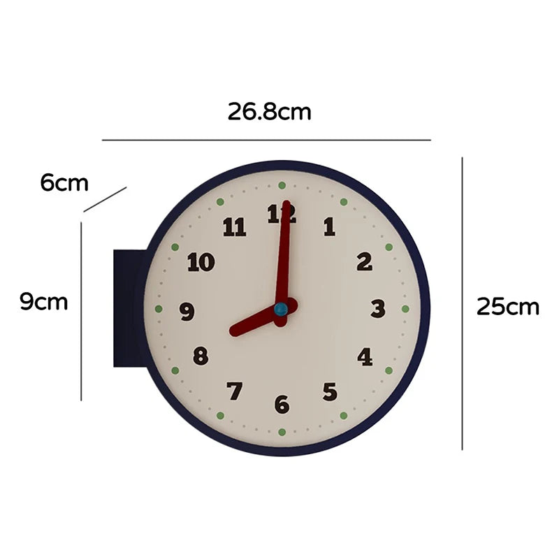 horloge murale double face moderne bleu blanc aiguilles quartz résine salon