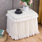 couvre table rose clair classique dentelle fronces coton polyester chambre coucher réutilisable texture solide