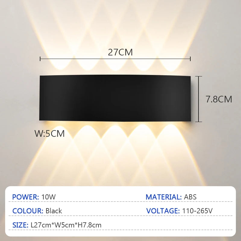 lampes murales led modernes noires étanches ip65 extérieures intérieures 2w 4w 6w 8w 10w
