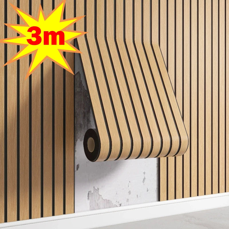 papier peint auto adhésif moderne rayures noires fond beige clair résistant humidité anti moisissure
