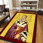 tapis religieux icône orthodoxe rouge bleu doré motif traditionnel salon chambre maison décoratif moderne
