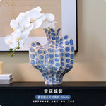 vase céramique abstrait artisanal rose vert orange marron bleu ondulé texturé sculptural