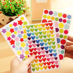 sticker adhésif scrapbook decoration album coeur étoile cercle couleur artisanale enfants rouge vert bleu