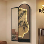 miroir artisanal noir bambou paysager mural décoration maison traditionnel ornement salon chambre