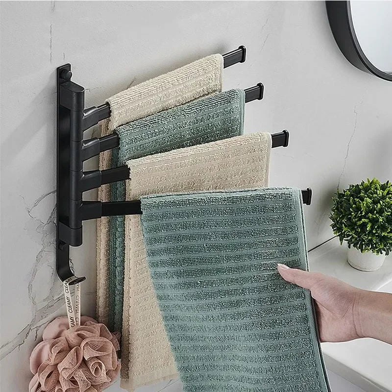 porte serviettes mural noir moderne tissu rayé serviettes