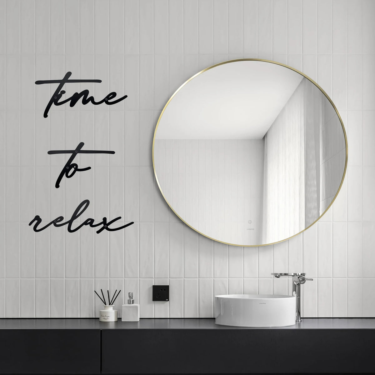 autocollant mural moderne lettres stylisées noir adhésif chambre relaxation deco calligraphique intérieur chambre