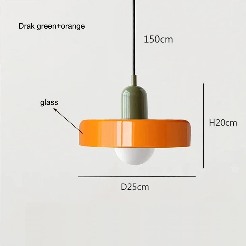 lumière suspendue moderne verre opaque ajouré rouge vin blanc orange jaune vert câble noir