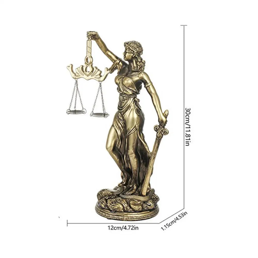 statue justice dorée sculptural maison livres lampes classique détaillée motifs décoratifs base