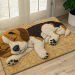 tapis moderne imprimé chien beige marron noir blanc anti bactéries antidérapant extérieur intérieur 30x50cm