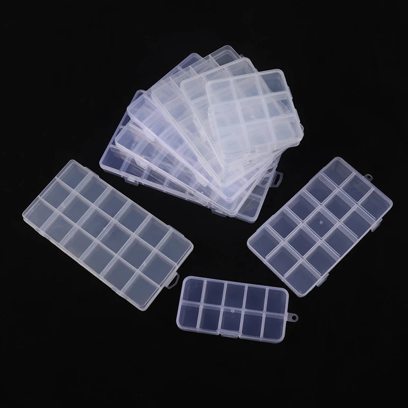 organisateur trousse maquillage boîtes rangement transparentes compartiments clips modernes kit nail art outils strass