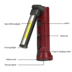 lampe travail pliable rechargeable usb modes éclairage rouge noir argenté
