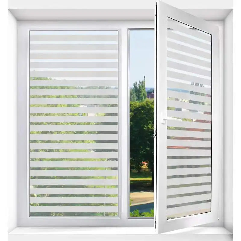 film fenêtre décoratif blanc rayures horizontales opacité adhésif moderne rouleau pvc 45x100cm 45x200cm