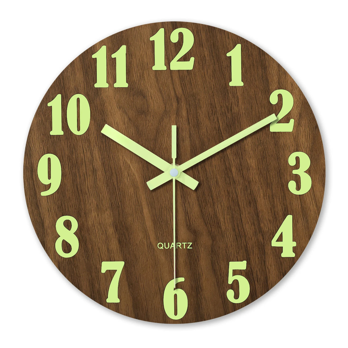 horloge murale bois lumineuse aiguille verte moderne 12 pouces minimaliste sans tic tac chambre