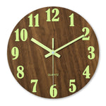 horloge murale bois lumineuse aiguille verte moderne 12 pouces minimaliste sans tic tac chambre