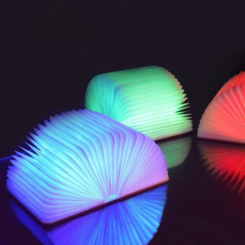 lampe led pliable forme livre couleurs blanc rose bleu moderne chambre table